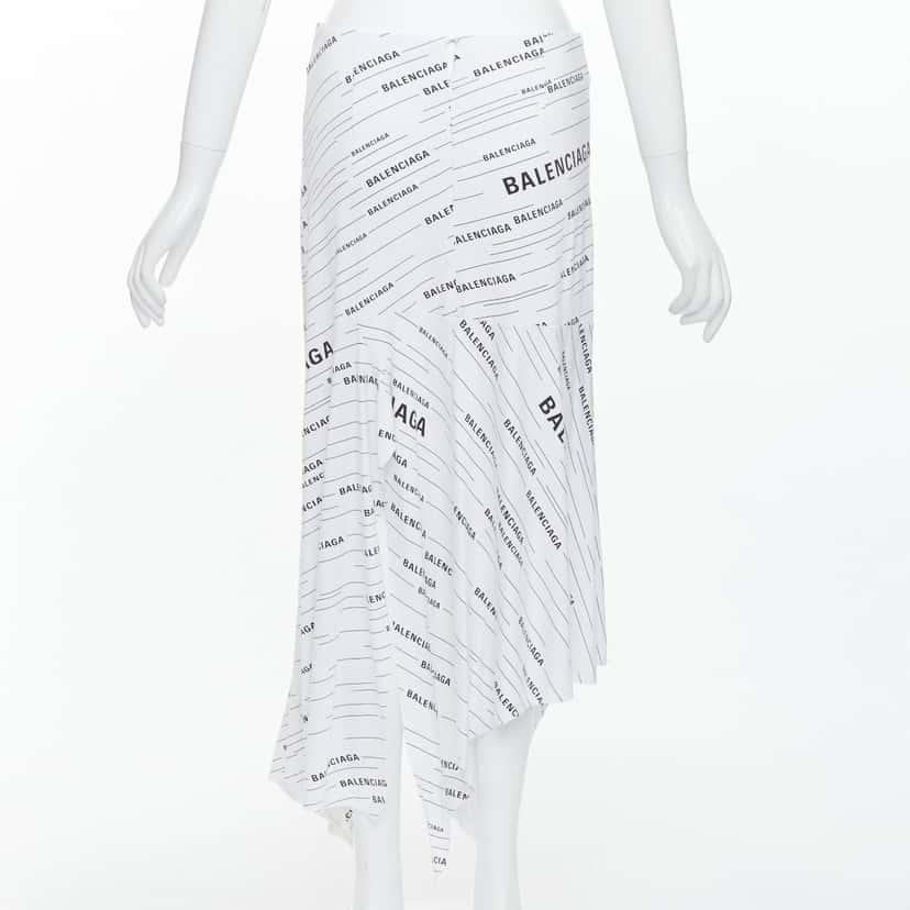 Balenciaga Logo Midi Skirt White Very good condition - Box View