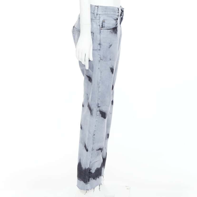 Dior Paint Effect Cropped Jeans Blue Cotton Very good condition - Model View