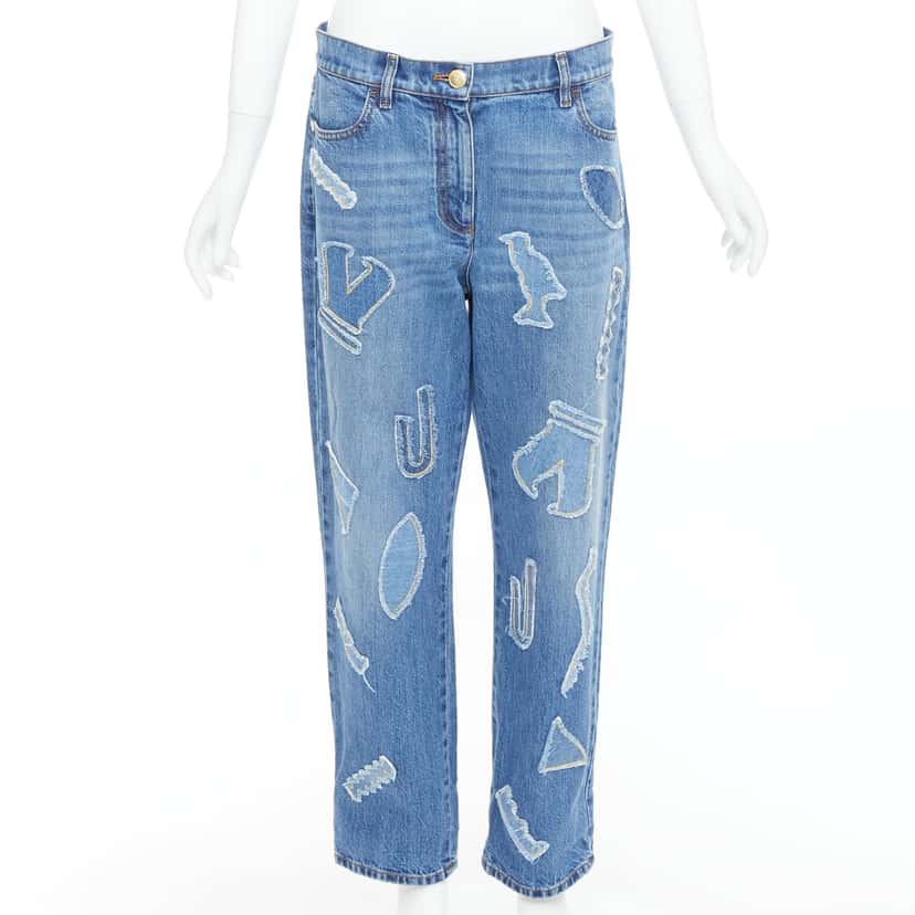 Chanel Blue Patch Straight Jeans Blue Cotton Very good condition - Front View