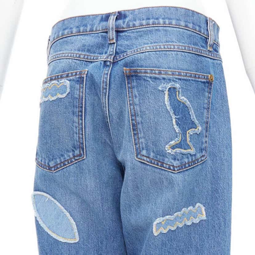 Chanel Blue Patch Straight Jeans Blue Cotton Very good condition - Back View