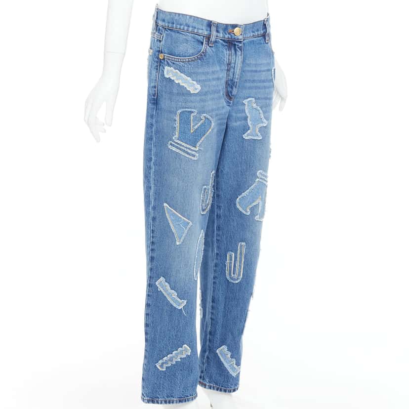Chanel Blue Patch Straight Jeans Blue Cotton Very good condition - Inside View