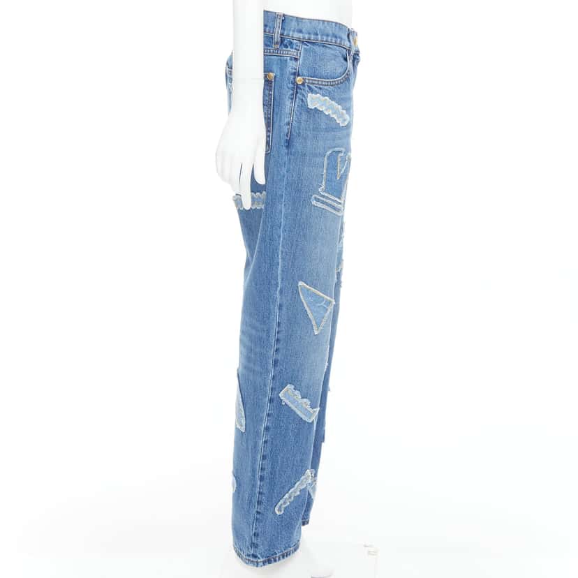Chanel Blue Patch Straight Jeans Blue Cotton Very good condition - Model View