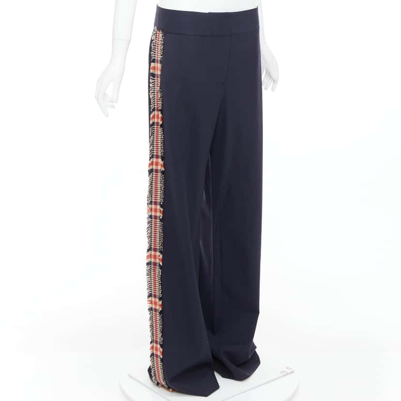 Monse Plaid Trim Trousers Black Wool Never worn, with tag - Front View