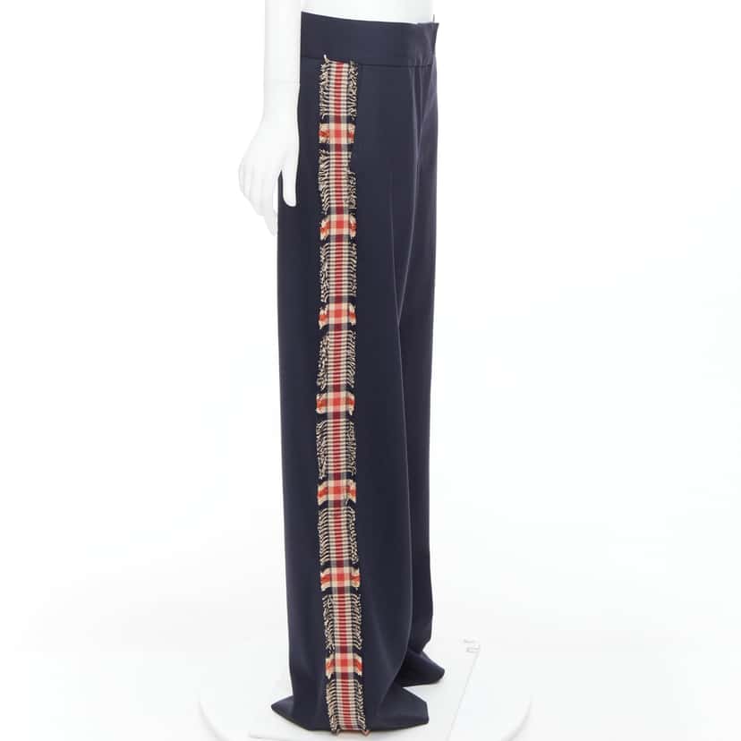 Monse Plaid Trim Trousers Black Wool Never worn, with tag - Model View