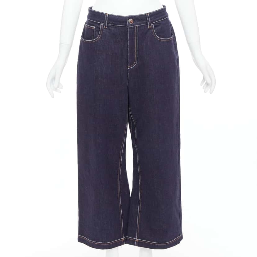 Fendi Brown FF Wide Jeans Blue Cotton Very good condition - Front View