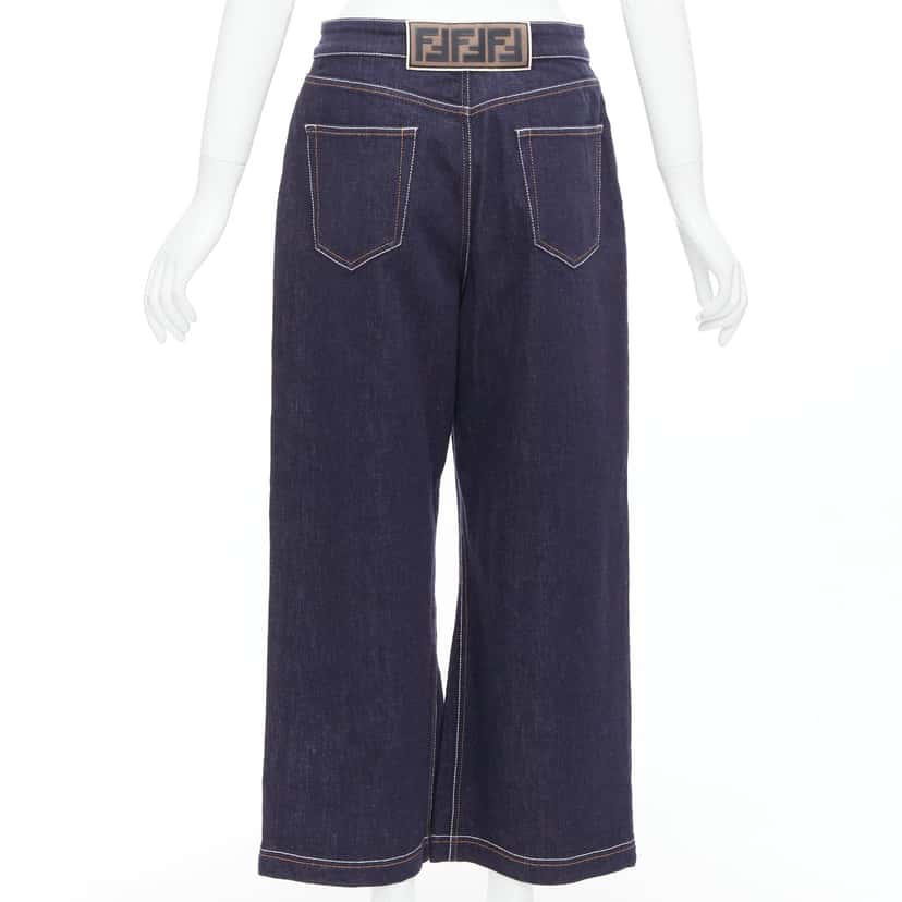 Fendi Brown FF Wide Jeans Blue Cotton Very good condition - Box View