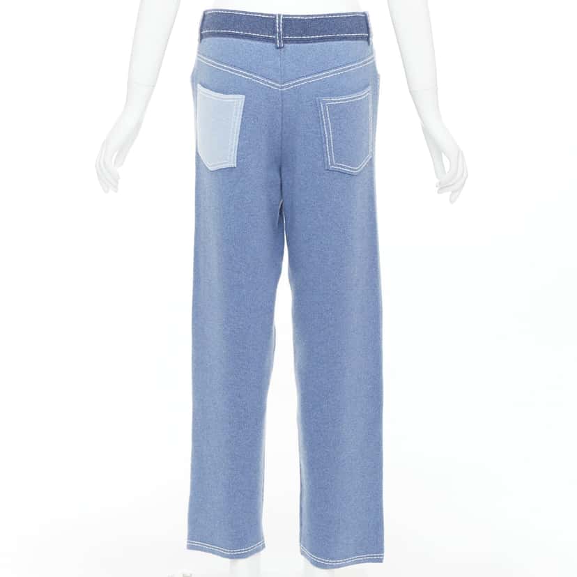 Barrie Topstitch Knit Pants Blue Cashmere Very good condition - Back View