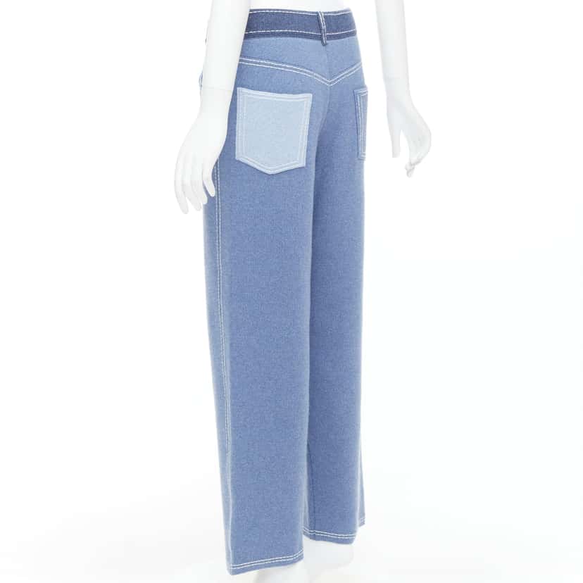 Barrie Topstitch Knit Pants Blue Cashmere Very good condition - Box View