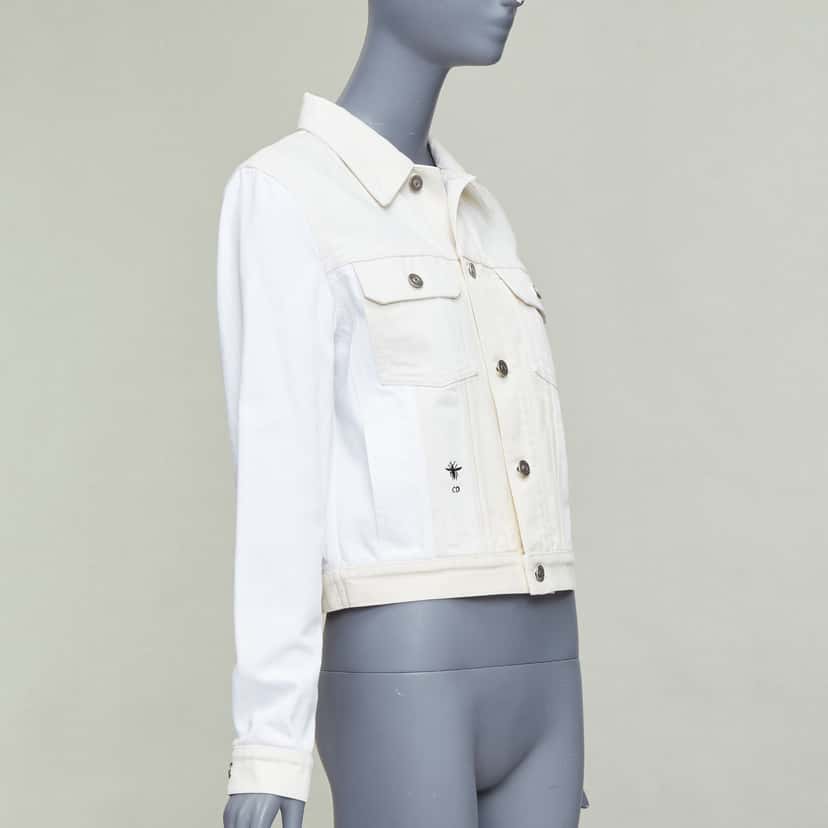 Dior White Denim Logo Jacket White Cotton Very good condition - Model View