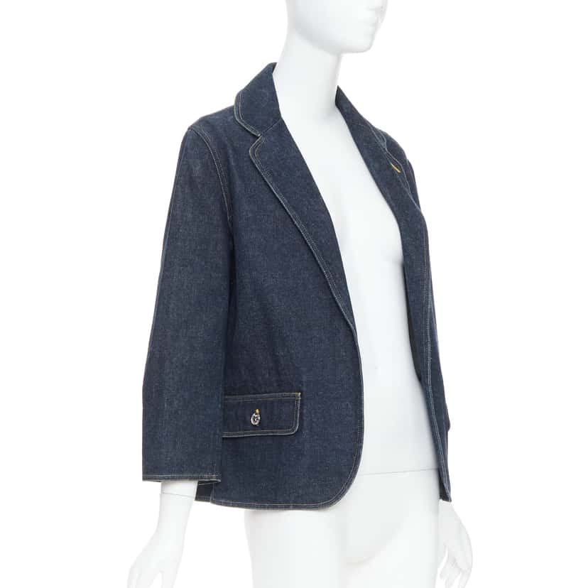 Chanel Indigo Denim Blazer Blue Very good condition - Front View