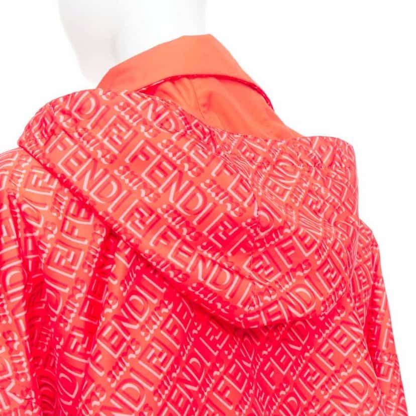 Fendi Red FF Anorak Jacket Red Polyester Very good condition - Back View