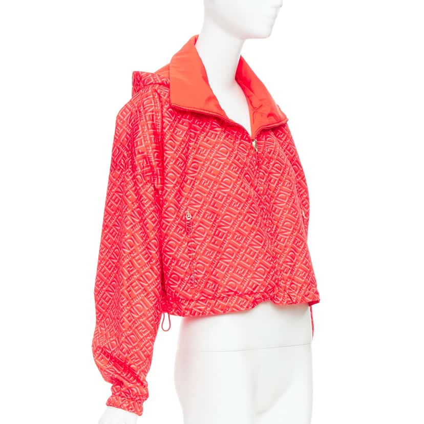 Fendi Red FF Anorak Jacket Red Polyester Very good condition - Box View