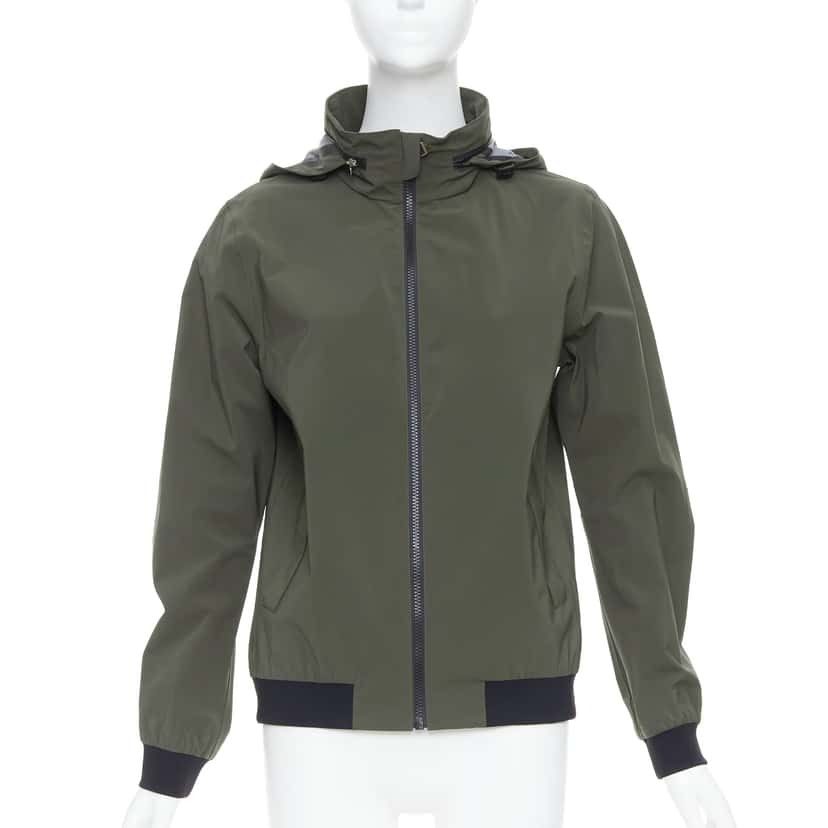 Hermès Khaki Zip Windbreaker Khaki Polyamide Never worn, with tag - Front View