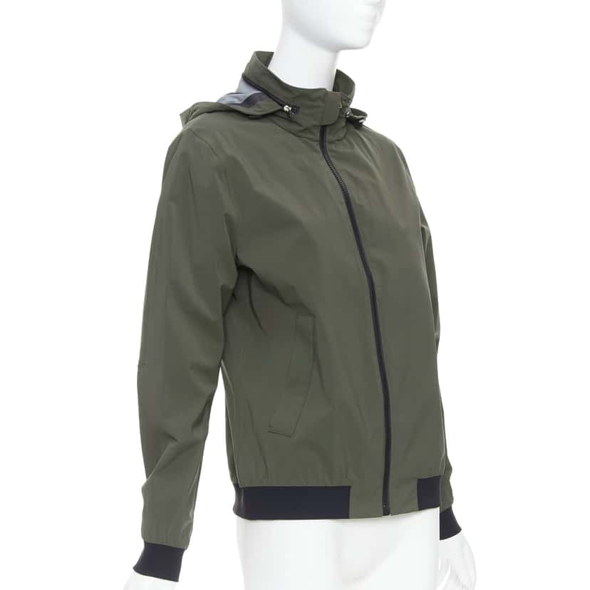 Hermès Khaki Zip Windbreaker Khaki Polyamide Never worn, with tag - Model View