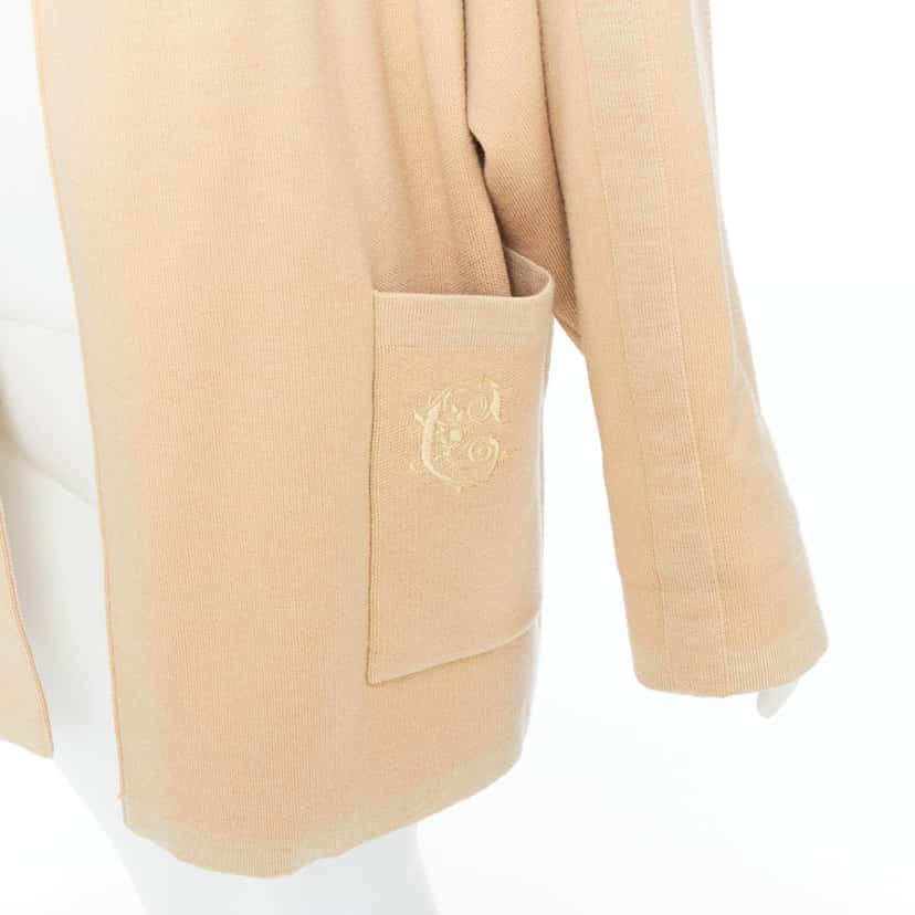 Chloé Embroidered Cardigan Coat Beige Wool Good condition - Back View