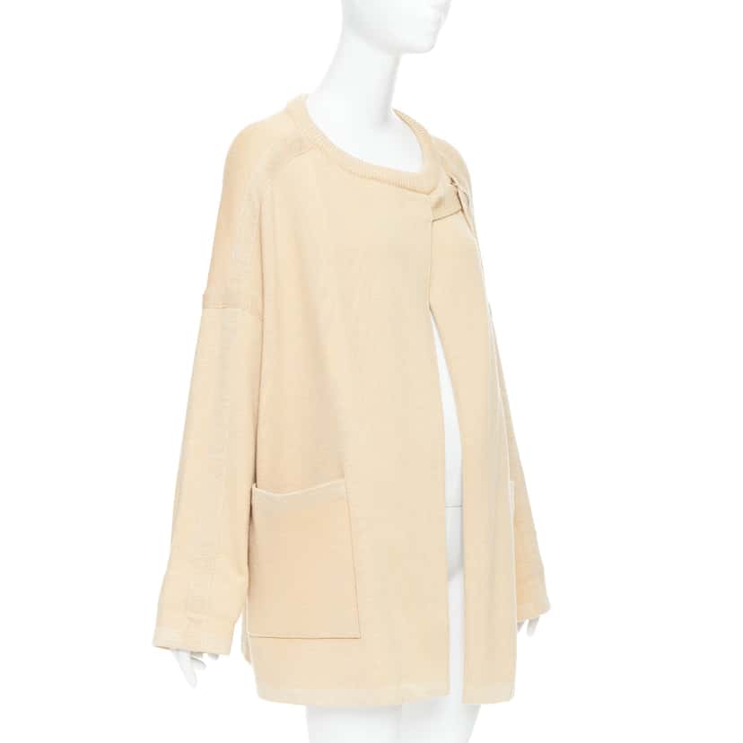 Chloé Embroidered Cardigan Coat Beige Wool Good condition - Model View