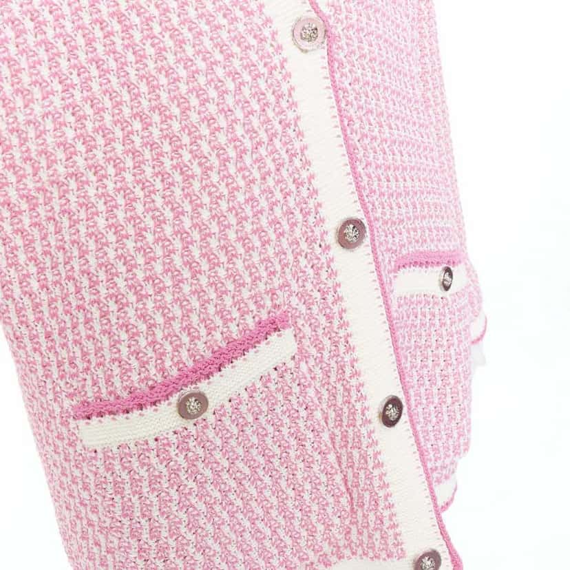 Chanel Metallic Buttons Cardigan Pink Cotton Very good condition - Back View