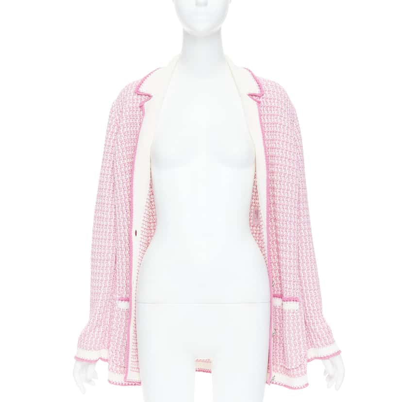 Chanel Metallic Buttons Cardigan Pink Cotton Very good condition - Inside View