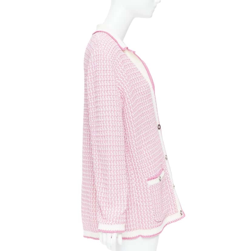Chanel Metallic Buttons Cardigan Pink Cotton Very good condition - Box View