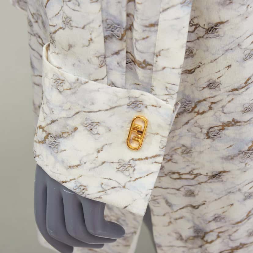 Fendi Monogram Marble Dress Beige Silk Very good condition - Back View