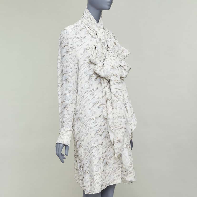 Fendi Monogram Marble Dress Beige Silk Very good condition - Inside View