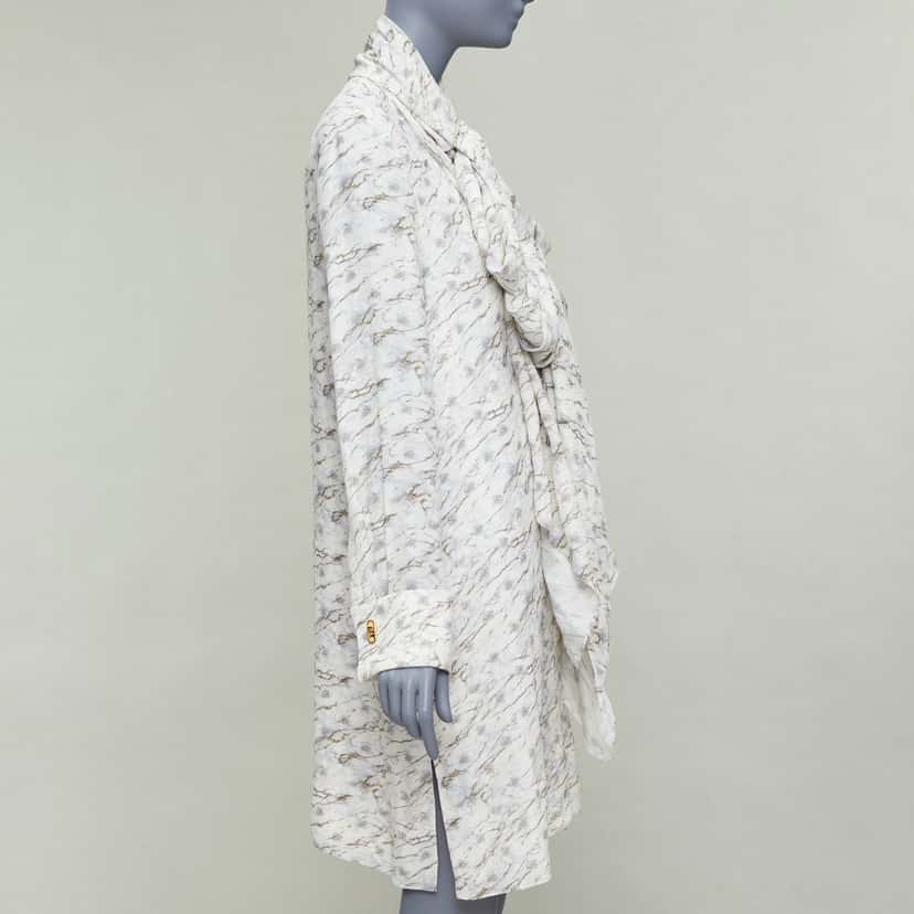 Fendi Monogram Marble Dress Beige Silk Very good condition - Model View