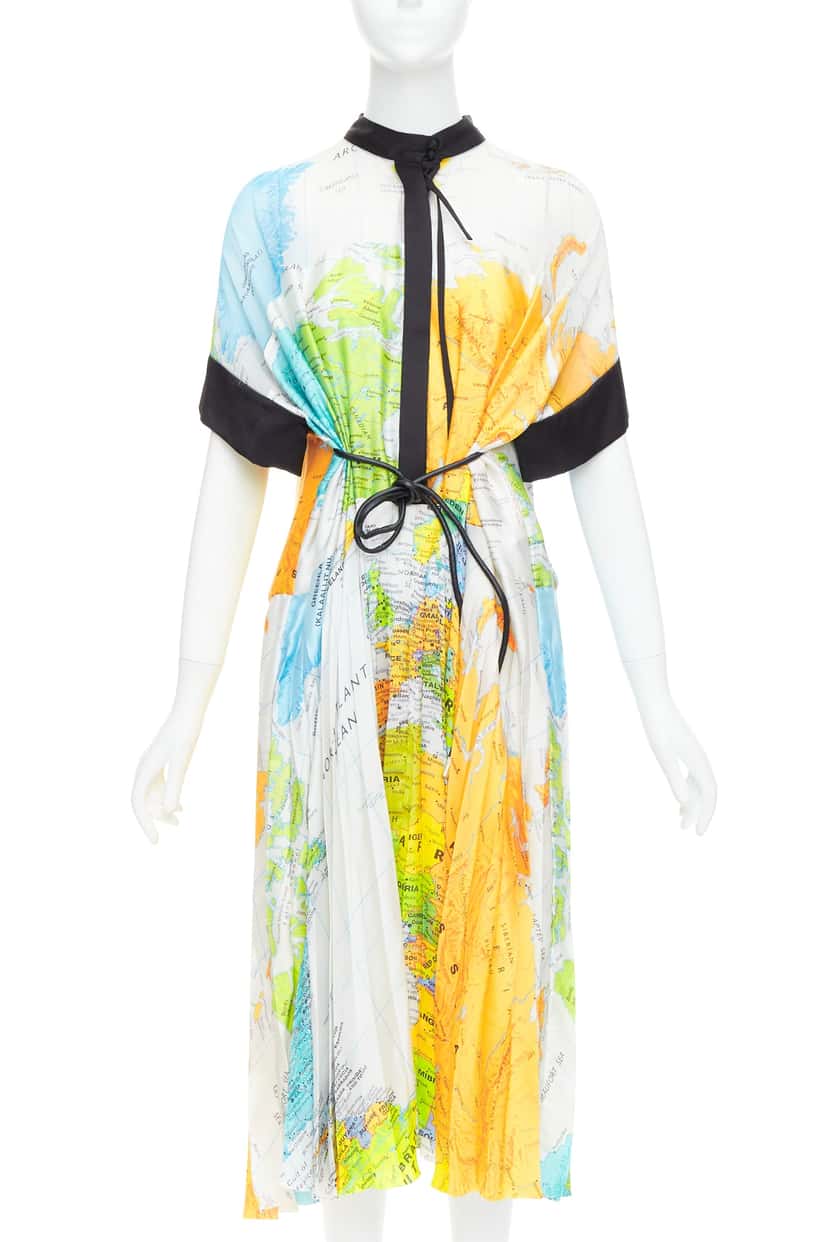 Sacai Map Print Dress White Polyester Very good condition - Front View