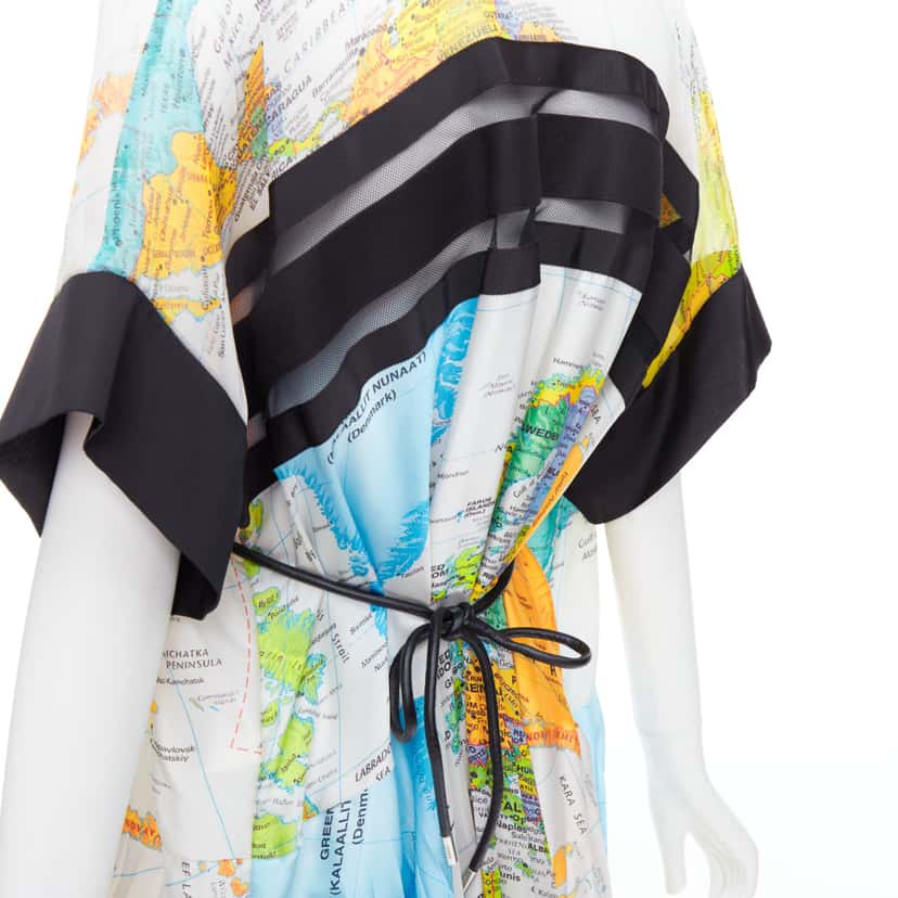 Sacai Map Print Dress White Polyester Very good condition - Back View
