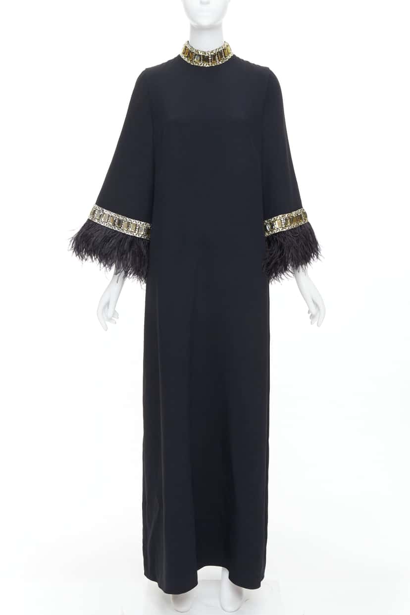 Andrew GN Feather Beads Dress Black Viscose Very good condition - Front View