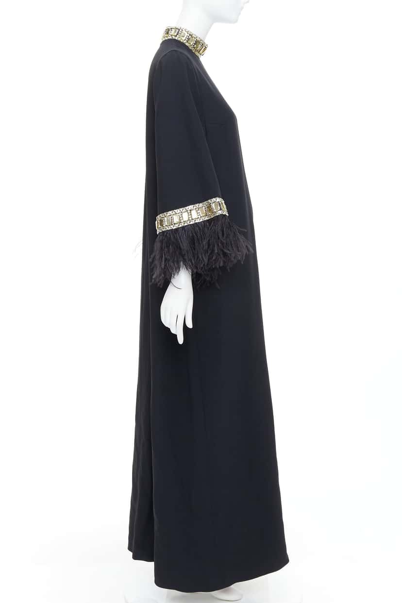 Andrew GN Feather Beads Dress Black Viscose Very good condition - Model View