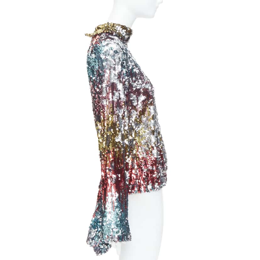 Halpern Sequinned Party Top MultiColor Polyester Very good condition - Model View