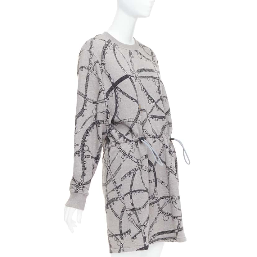 Hermès Drawstring Fleece Dress Grey Cotton Good condition - Inside View