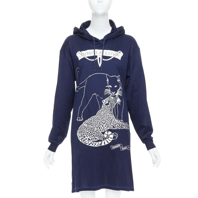 Hermès Jungle Love Dress Navy Cotton Very good condition - Front View