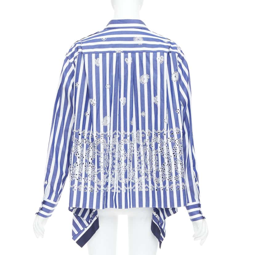 Sacai Striped Back Shirt Blue Cotton Very good condition - Front View