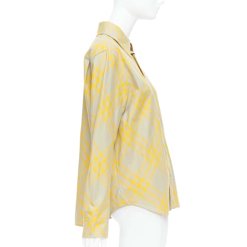 Burberry Knight Check Shirt Yellow Cotton Never worn, with tag - Model View