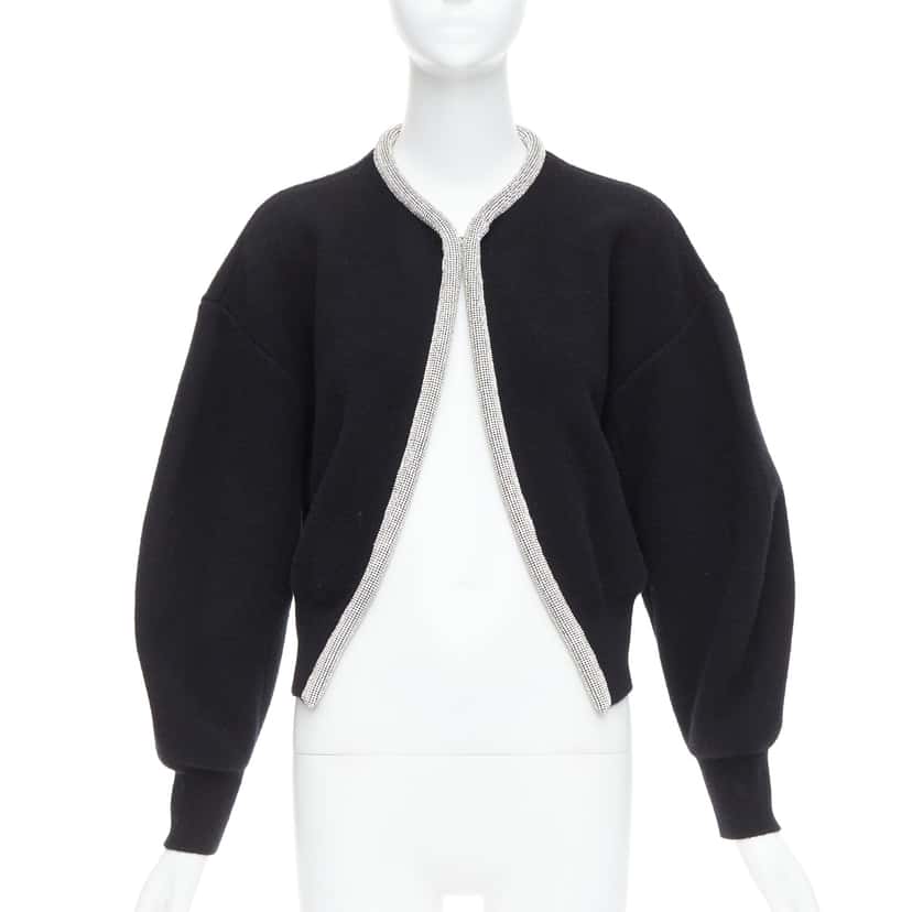 Alexander Wang Crystal Cord Cardigan Black Wool Very good condition - Front View