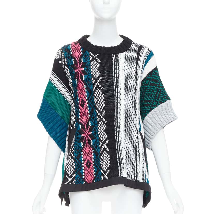 Sacai Flared Sweater Green Cotton Very good condition - Front View