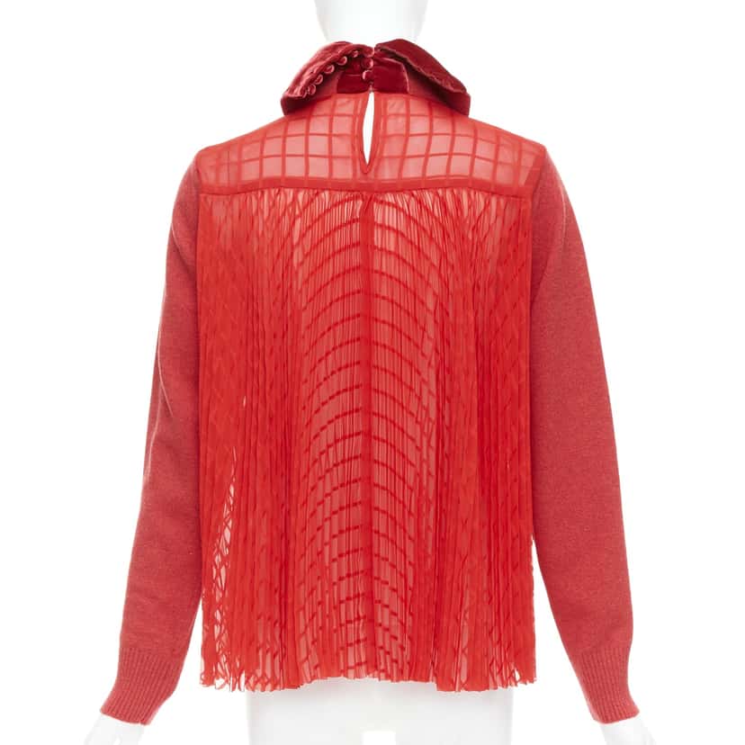Sacai Chain Necklace Top Red Wool Never worn, with tag - Box View