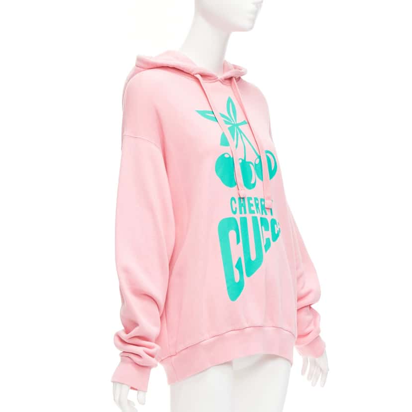 Gucci Cherry Print Hoodie Pink Cotton Never worn - Inside View