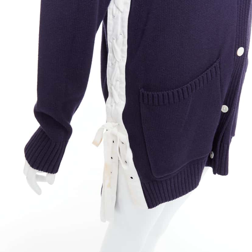 Monse Laced Hooded Cardigan Navy Cotton Good condition - Back View