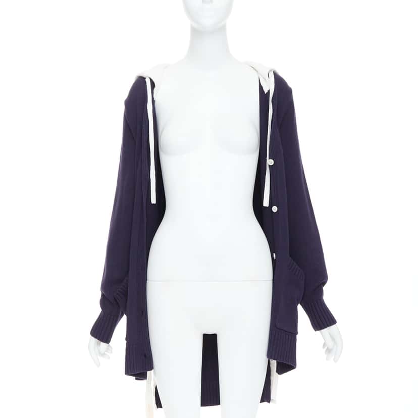 Monse Laced Hooded Cardigan Navy Cotton Good condition - Inside View