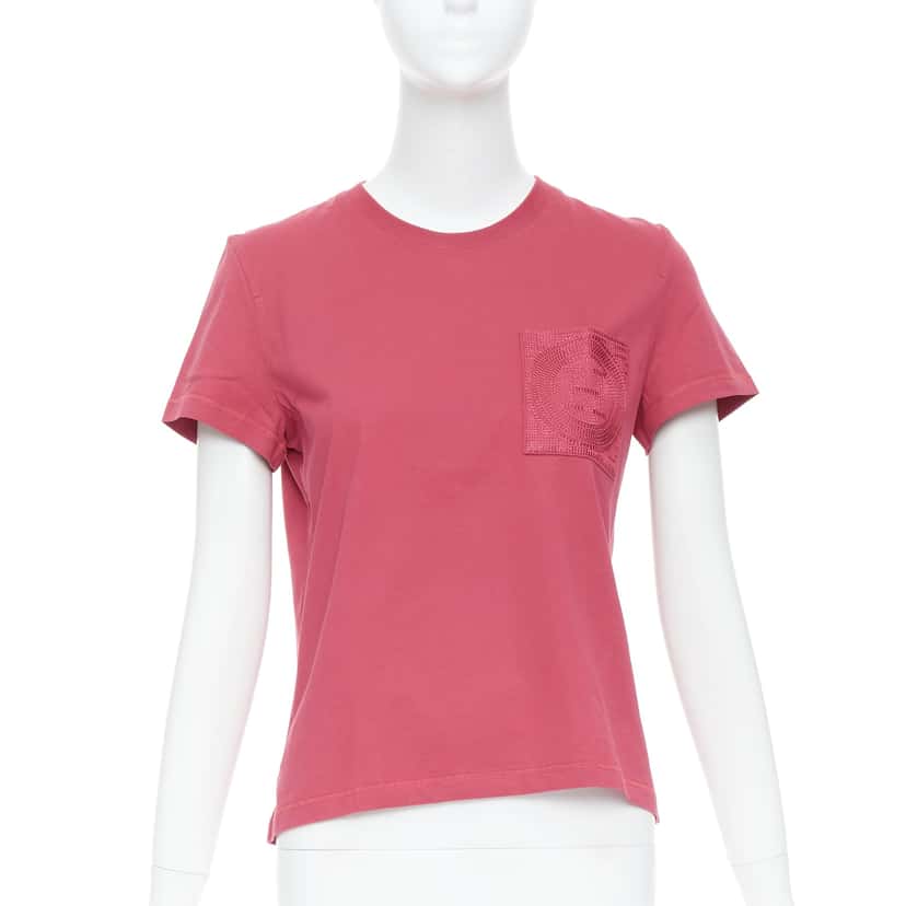 Hermès Embroidered Pocket Pink Cotton Never worn - Front View