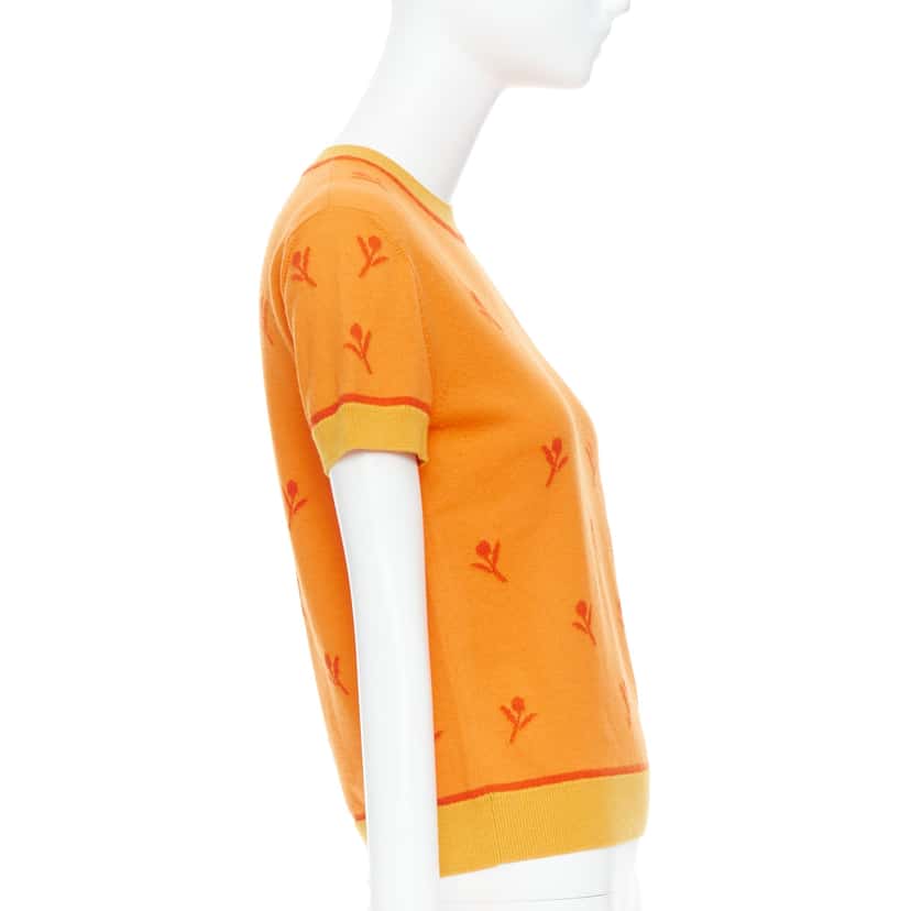 Hermès Etriers short sleeve sweater Orange Polyester Never worn - Inside View