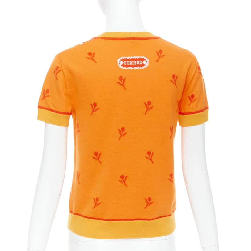 Hermès Etriers short sleeve sweater Orange Polyester Never worn - Box View