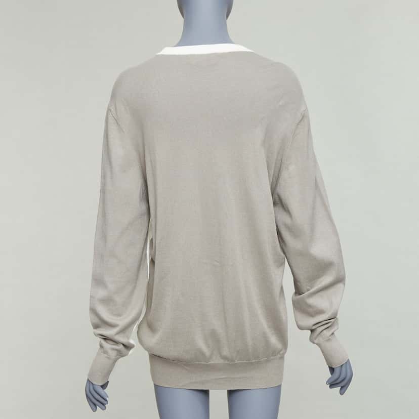 Hermès Colorblocked Crew Beige Cotton Very good condition - Back View