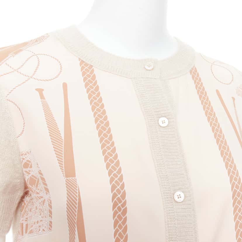 Hermès Graphic Silk Cardigan Beige Cashmere Never worn - Back View