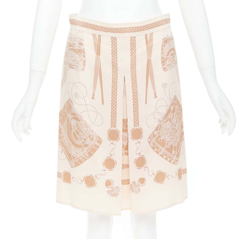 Hermès Les Tambours Finesse Beige Silk Very good condition - Front View