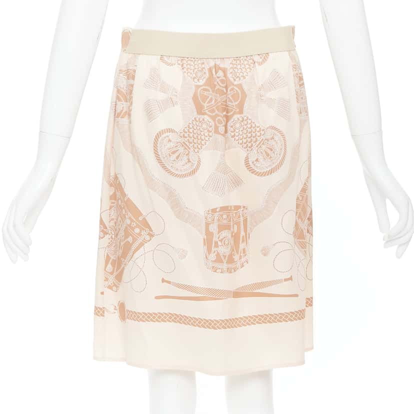 Hermès Les Tambours Finesse Beige Silk Very good condition - Box View