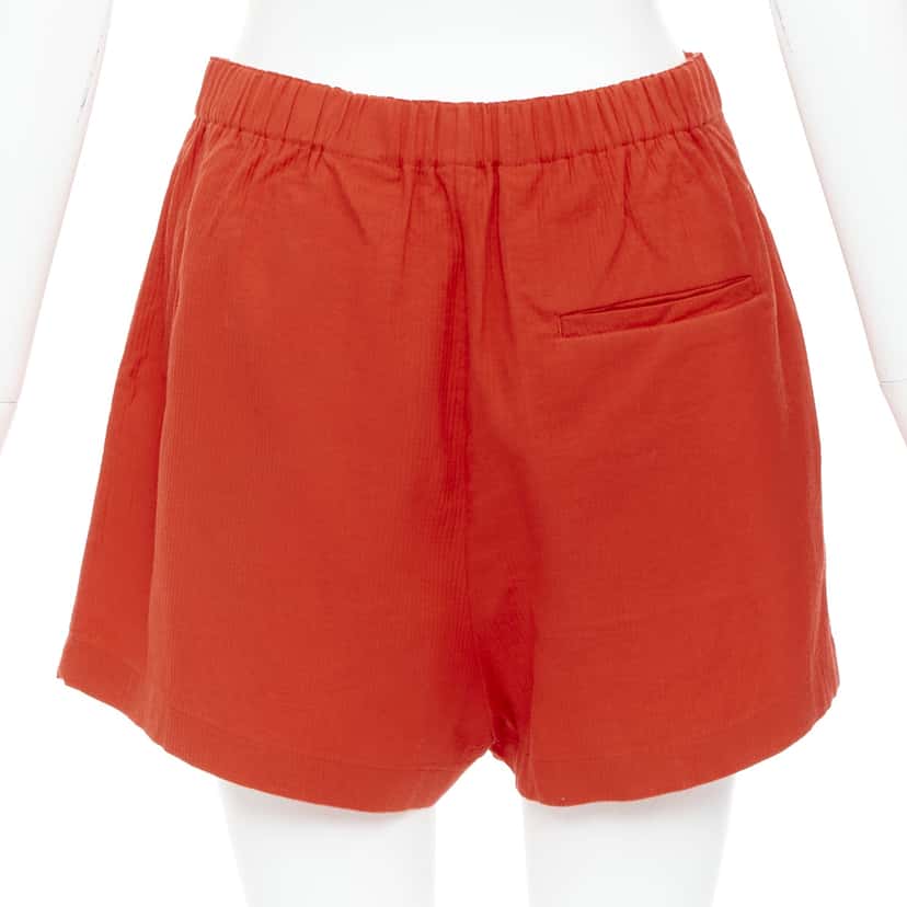 Hermès Buckle Pleated Shorts Red Cotton Never worn - Box View