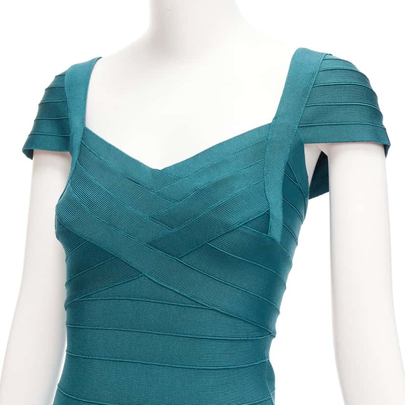 Herve Leger Sweetheart Bandage Dress Green Never worn - Back View